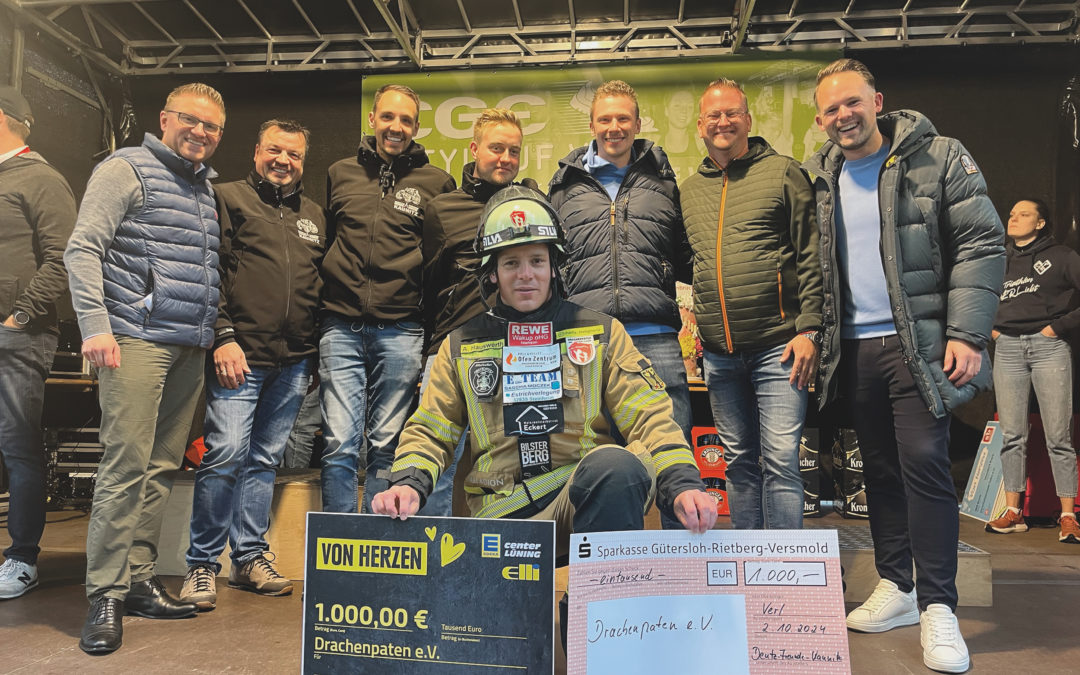 LÜNING-Gruppe überreicht 1.000 € Pfandbonspende an André Hauswerth für Drachenpaten e.V.